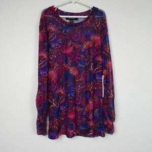 Karen Kane Mesh Top Women's Size M Multicolor Long Sleeve Hippie Festival Boho